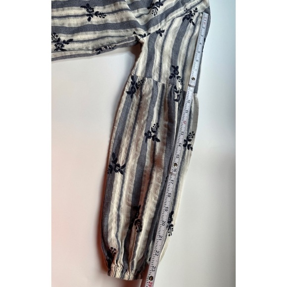 Misa Los Angeles Striped Floral Embroidery Long Sleeve Blouse - Picture 10 of 12